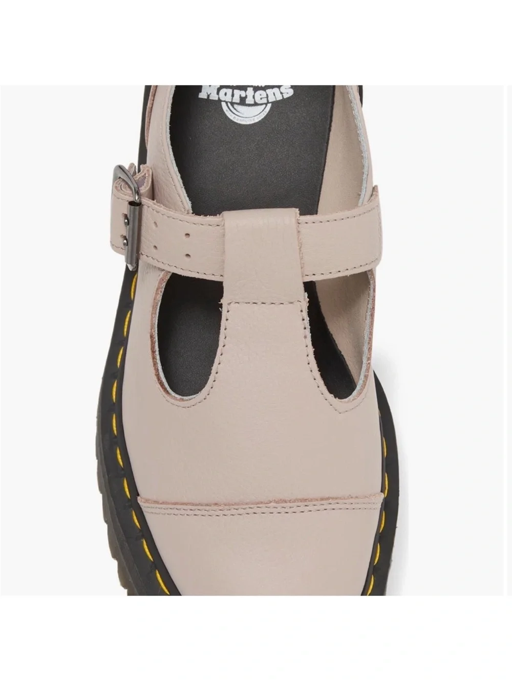 NWOT Dr. Martens Women's Taupe T-Strap Platform Mary Janes Bethan T-Bar Sz 7
